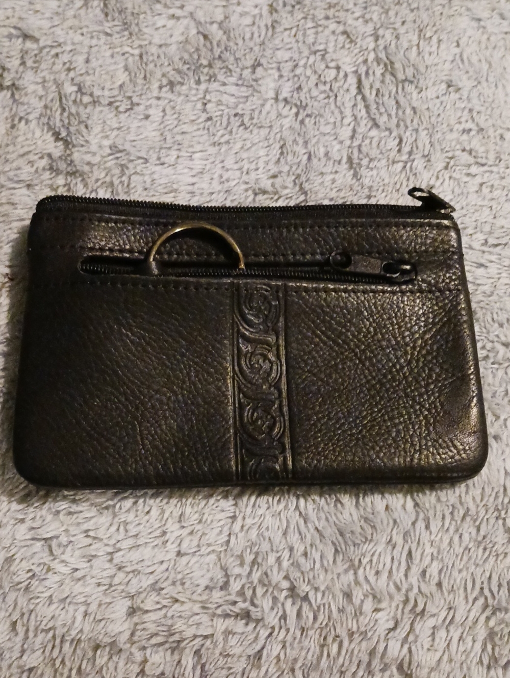Black Full Zip Leather One Pocket Wallet